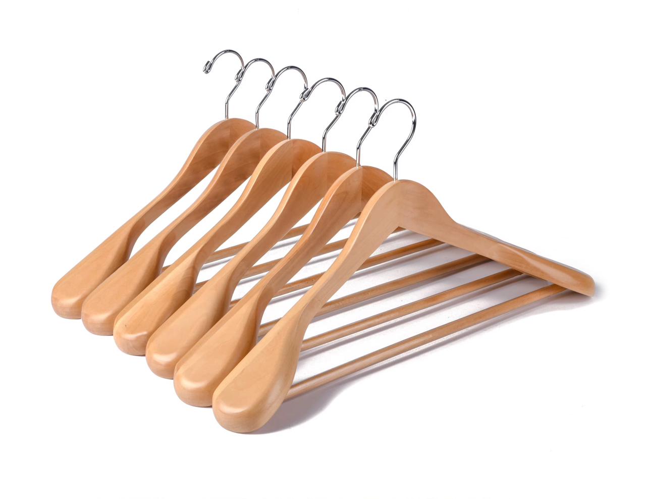 Wide Wooden Hangers (10 Pack)Glossy Finish Non slip Wooden Hangers