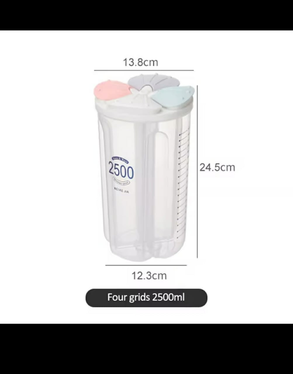 2500ml, 4 grid partitioned cereal moisture