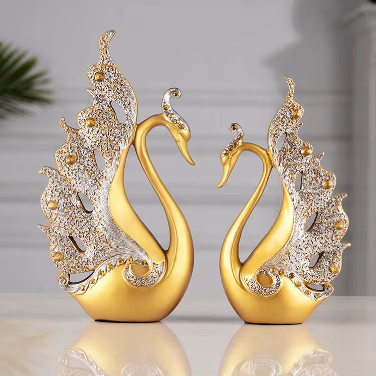 European Couple Swan Ornament Crafts Wedding Gift Home Desk Figurines