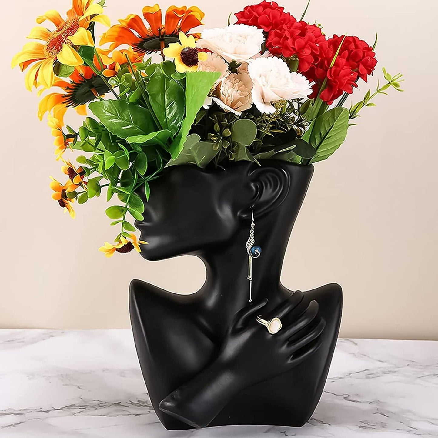 Ceramics Vase Human Head Abstract Half Body Flower vase Flower Arrangement Human Face Modern Home Decoration