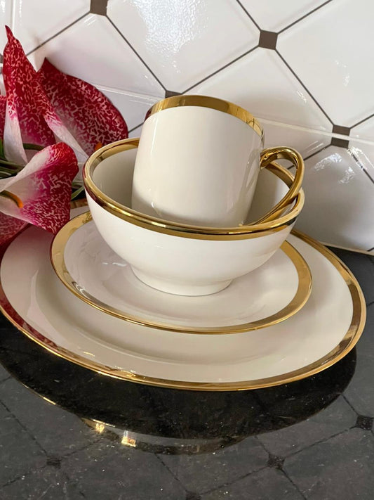24 pcs ceramics dinner set with a gold ring