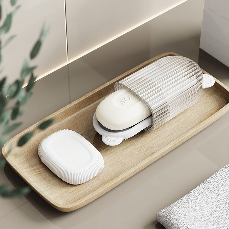 Portable Travel soap dish holder with shower brush