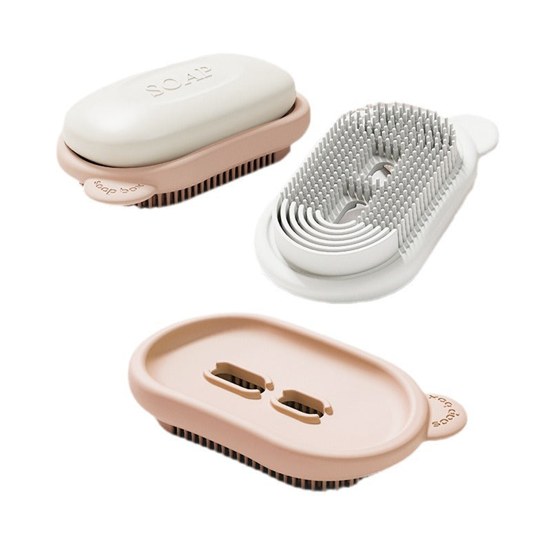 Portable Travel soap dish holder with shower brush