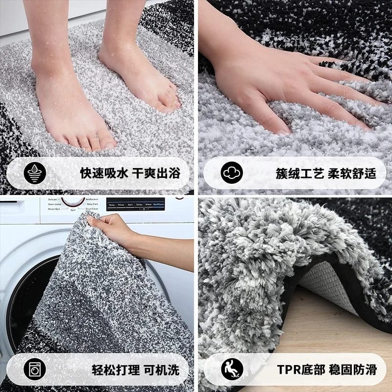 Plush bathroom Rug Non slip Bath Mat