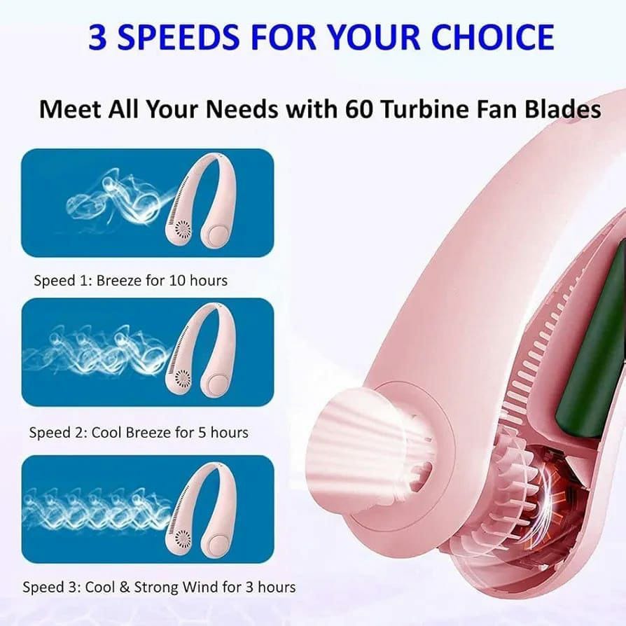 Portable rechargeable Neck hanging USB fan