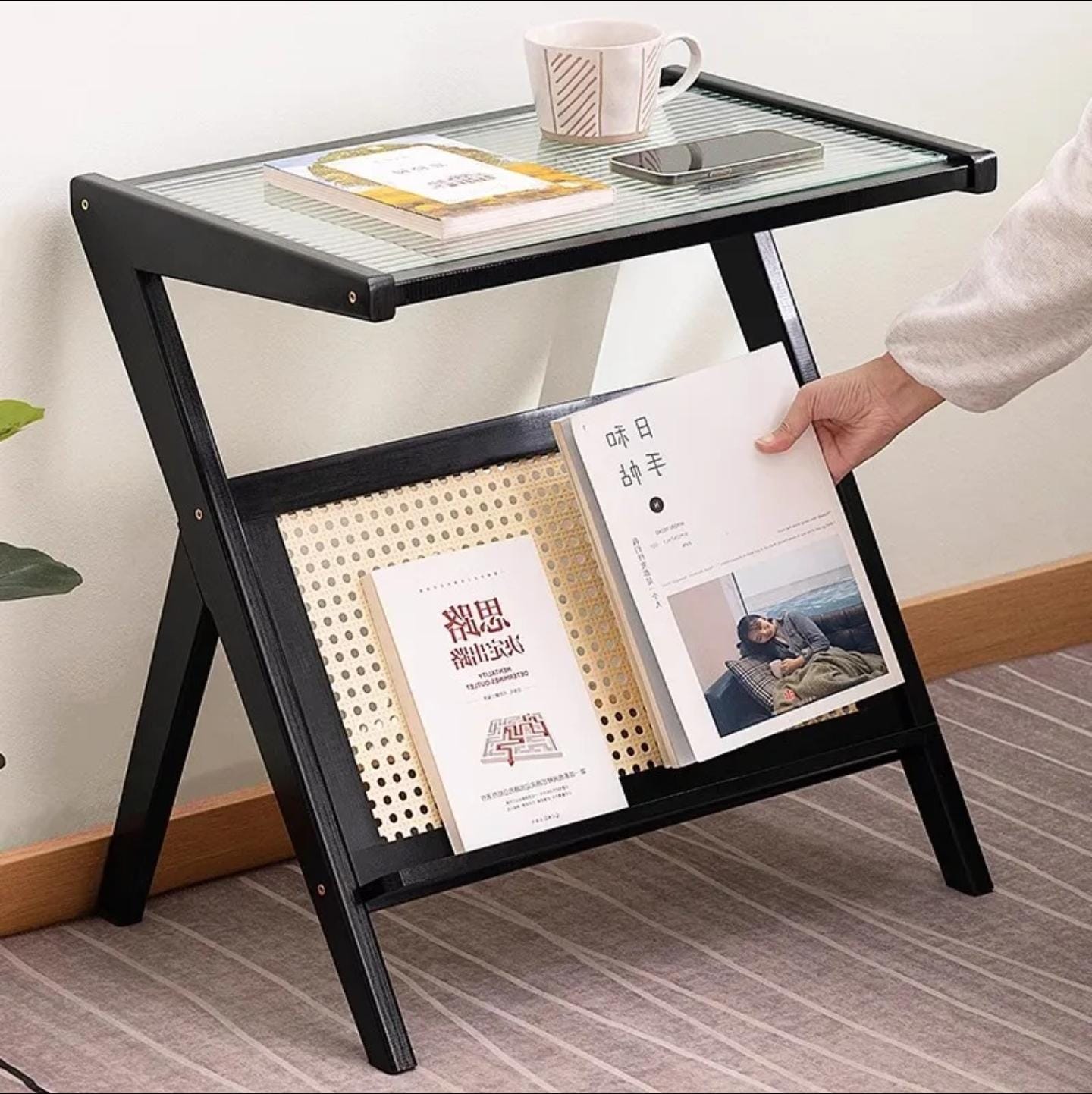 Japanese pure solid bamboo side table