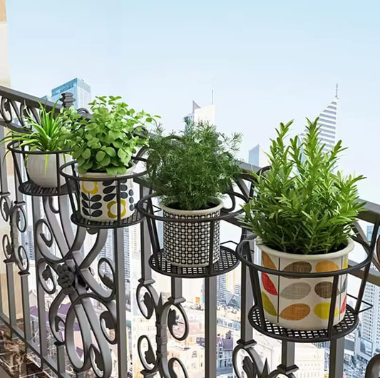 Metallic over the balcony flower pot holder