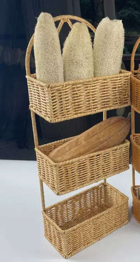 3 layer rattan shower caddy