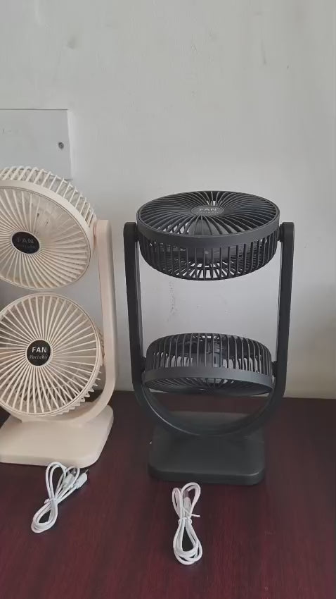 vertical double head 3 speed rechargeable Duo turbo fan