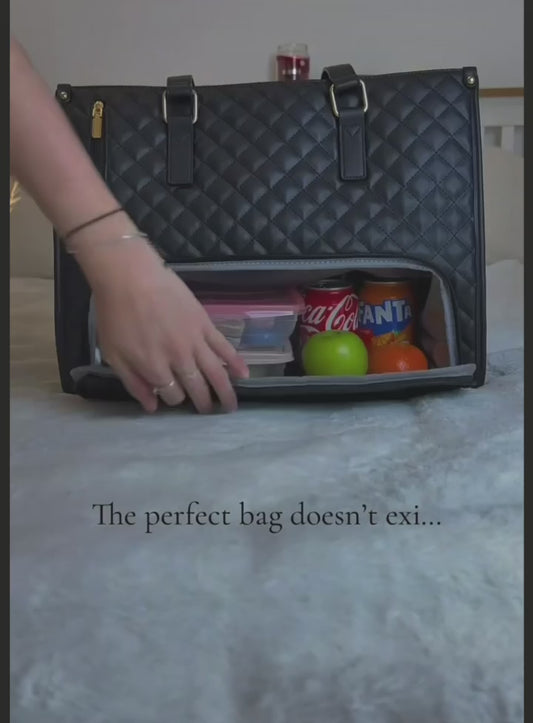 Quilted Large Capacity 15.6” Business Laptop Tote Bag with Insulated Lunch Compartment