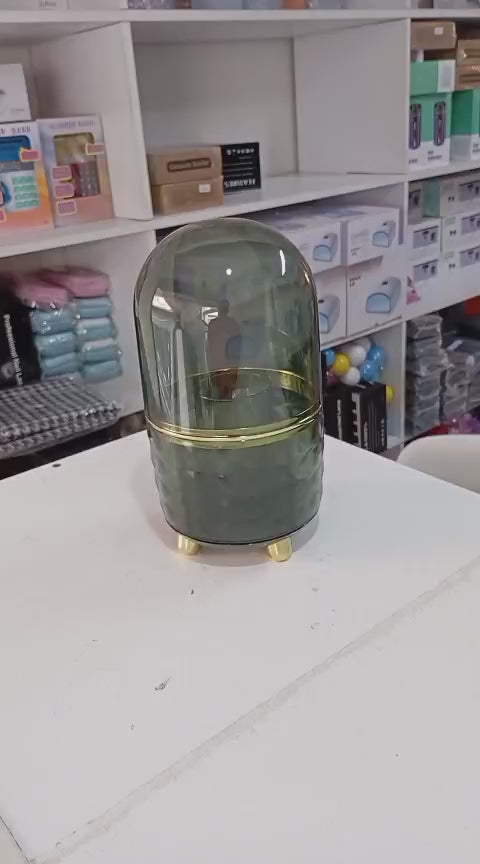 Luxury 360° rotating makeup brushes holder with lid