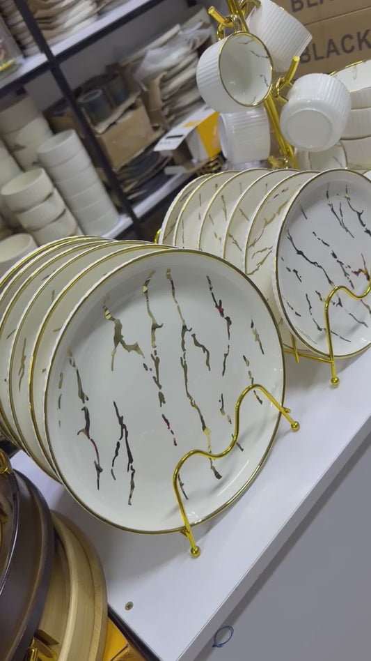 32pcs matte Stoneware marble Finish