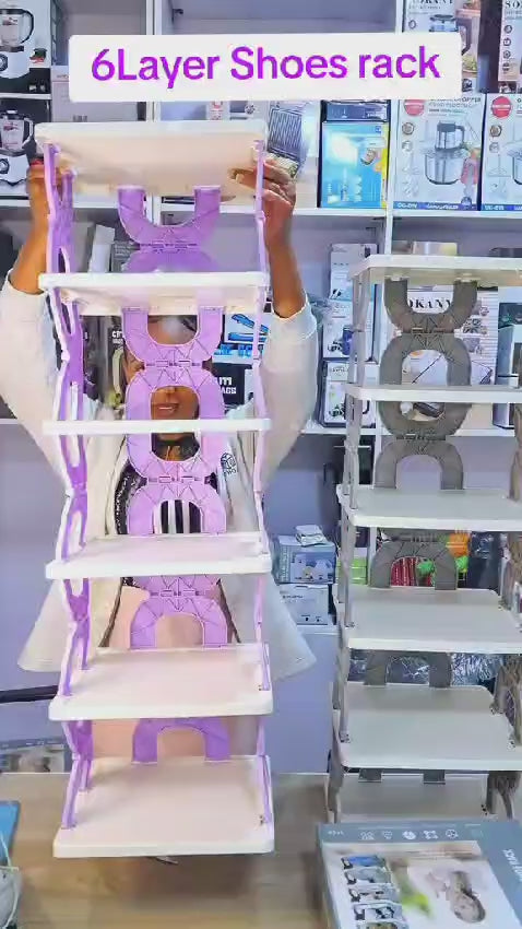 275mm² x 95cm high 6 layer Foldable Retracting shoe rack