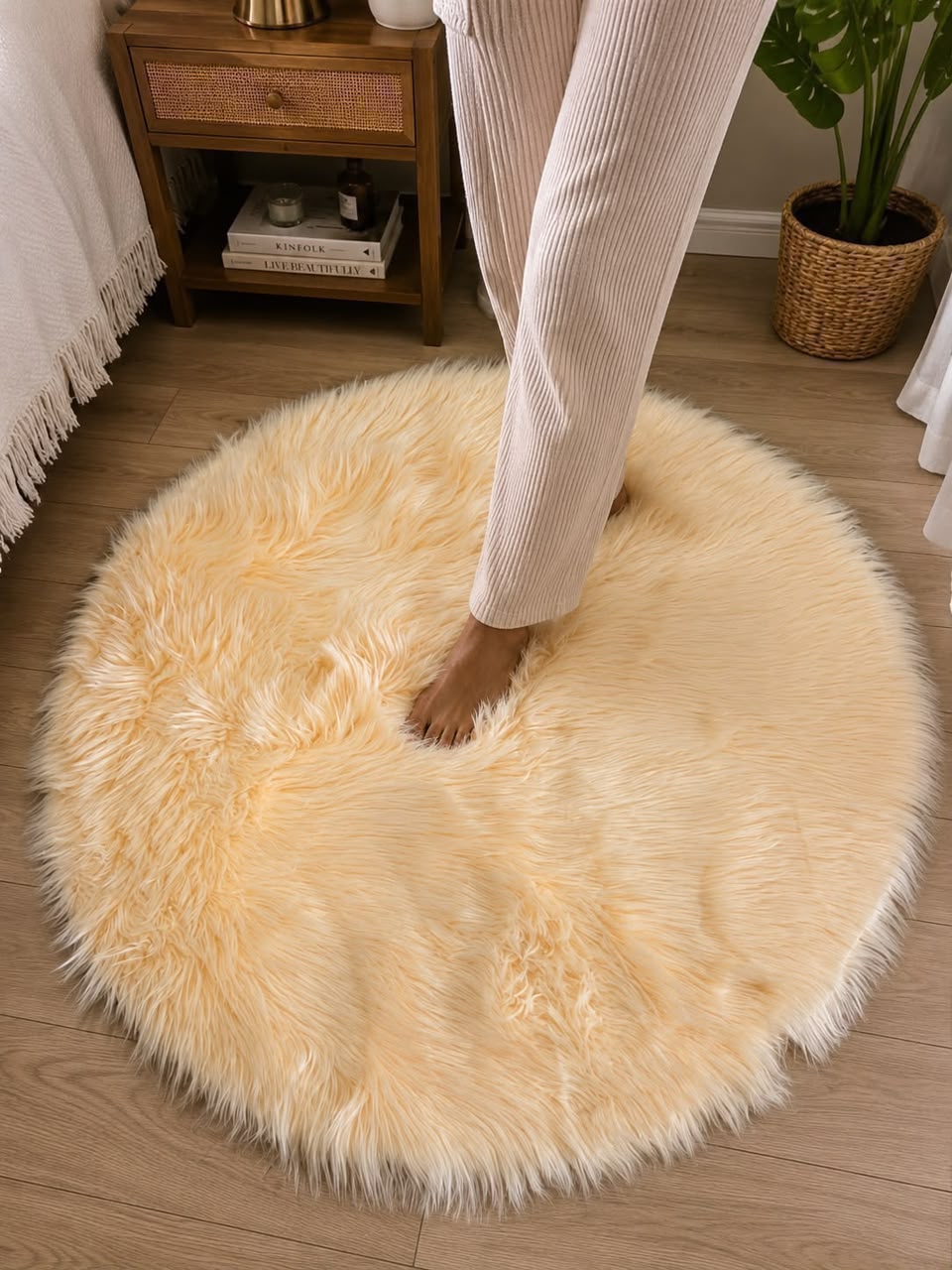 Fluffy shaggy bedside carpet
