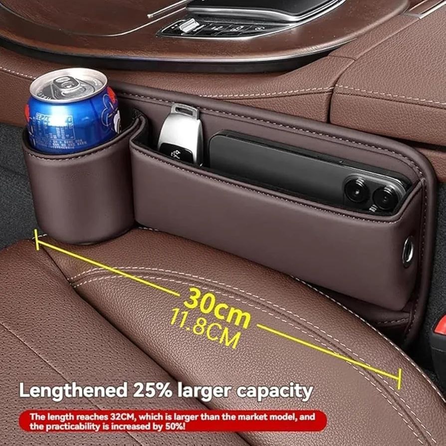 Car Seat Gap Filler and Organizer with a built-in cup holder