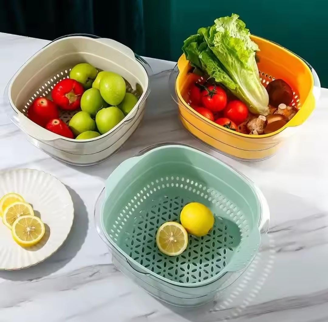 Double layer acrylic+plastic kitchen colander