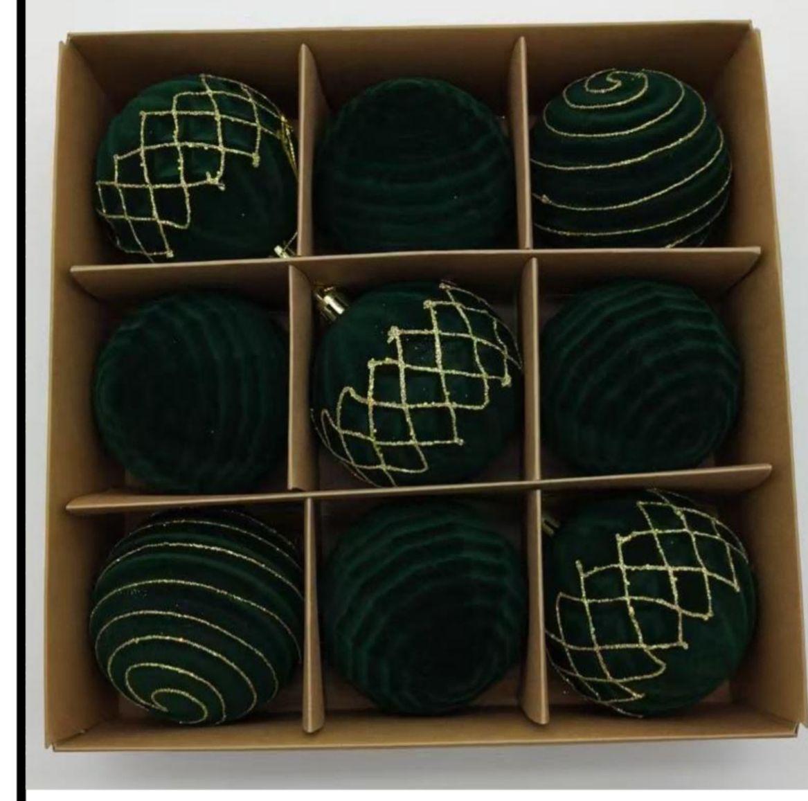 9 pcs set velvet maroon ornaments/ Christmas balls