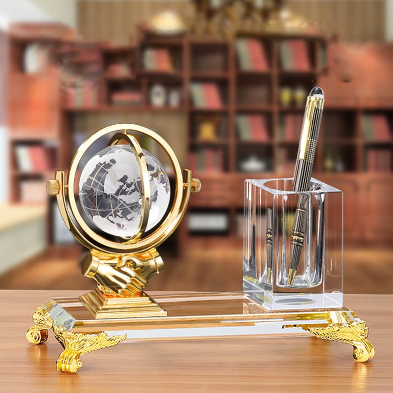 Luxury crystal and gold-accented desk organizer