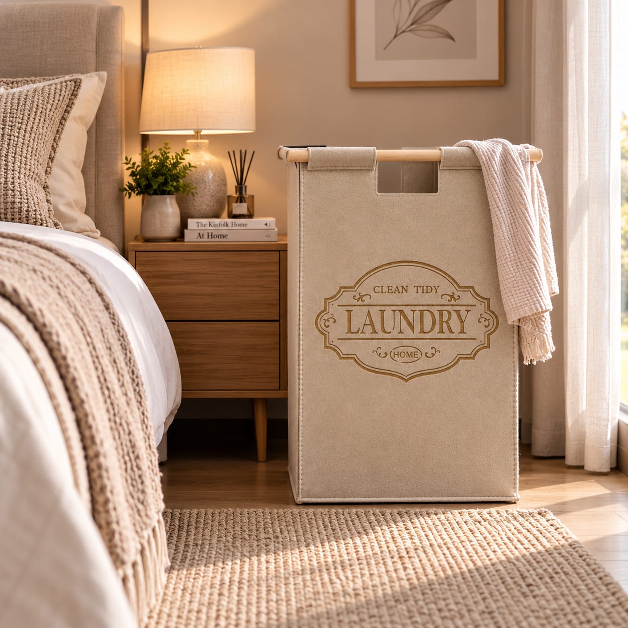 Large Capacity Foldable Laundry basket  with lid and Handles