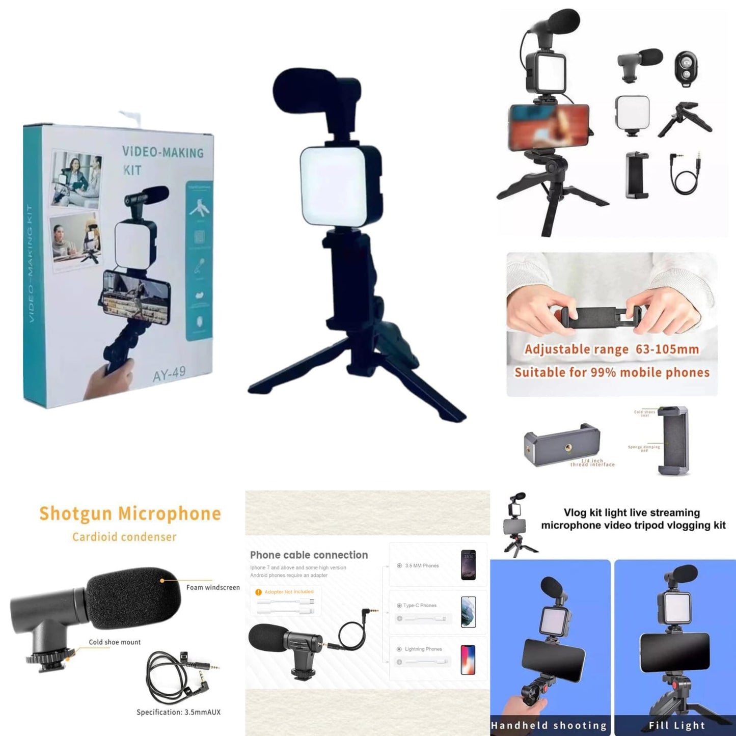 AY-49 Video Making Kit with microphone for live broadcastand tiktok