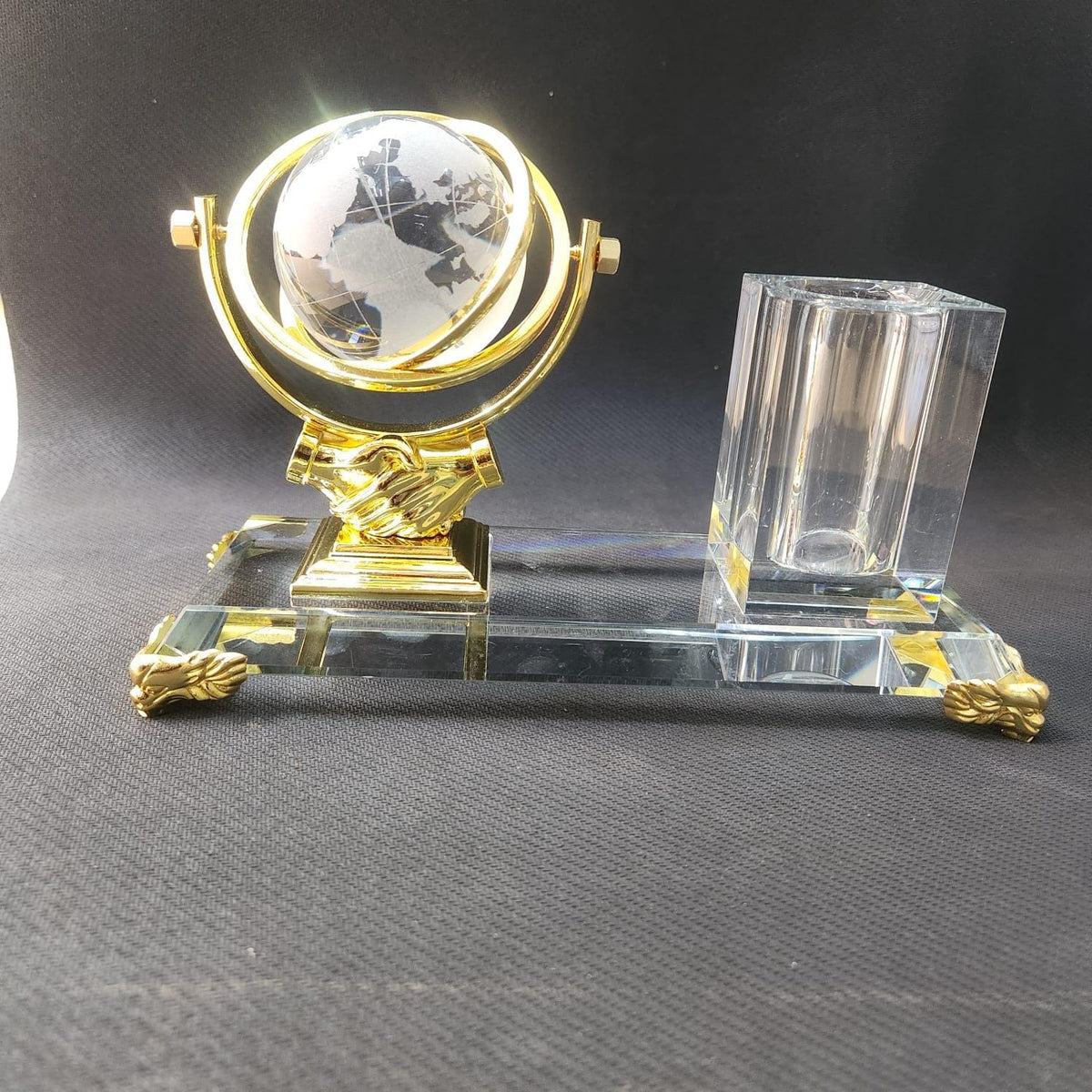 Luxury crystal and gold-accented desk organizer
