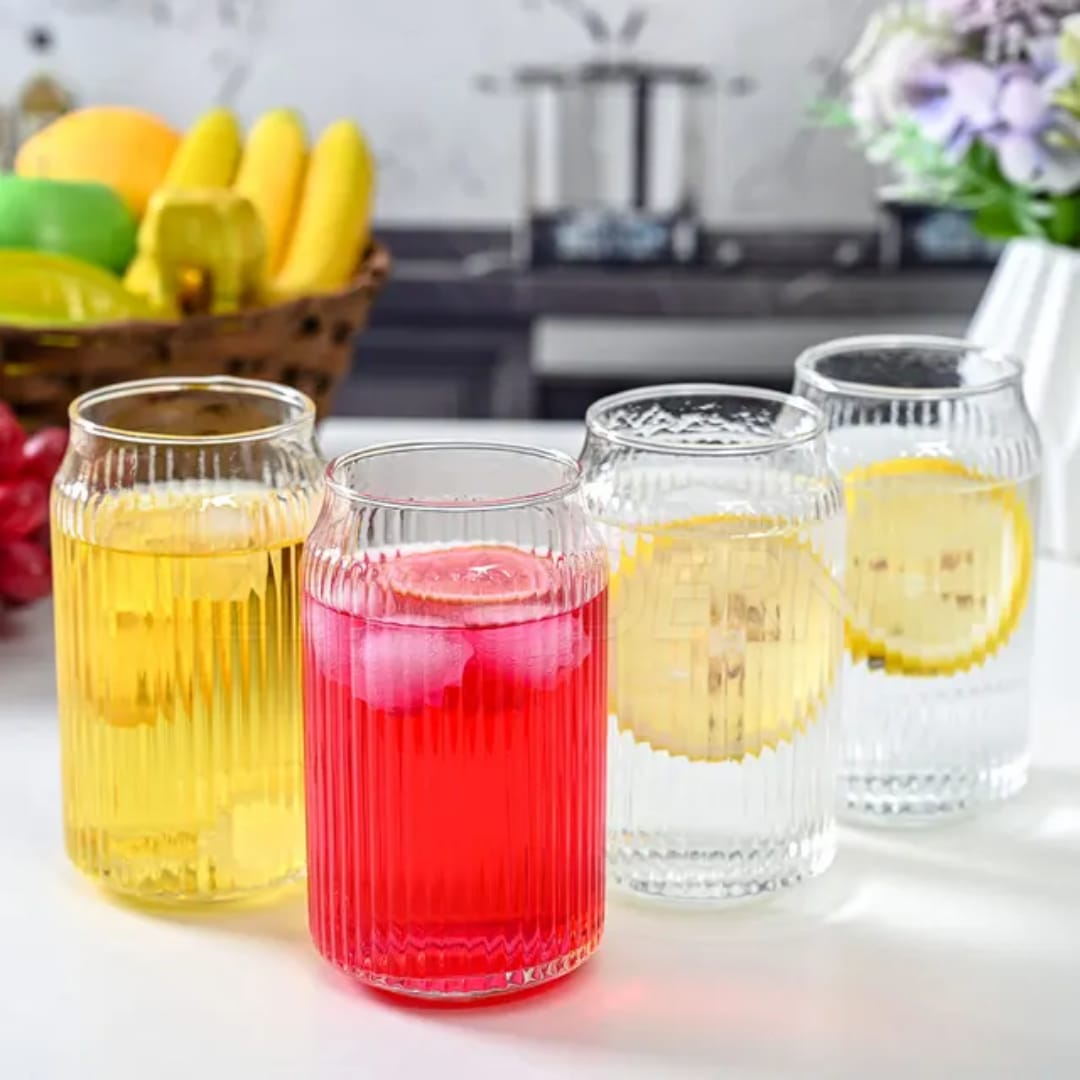 Ribbed drinkware glass