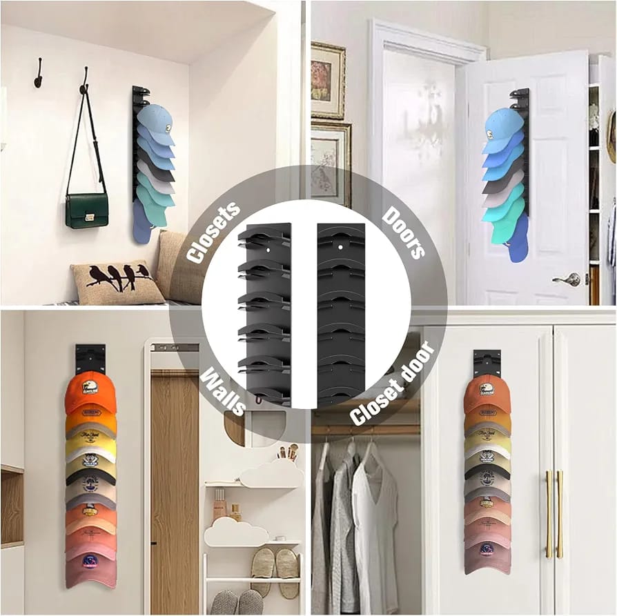 Wall-mounted cap organizer rack