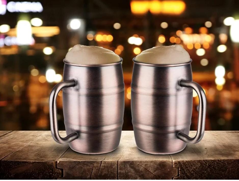 Stainless steel mug with brushed bronze
