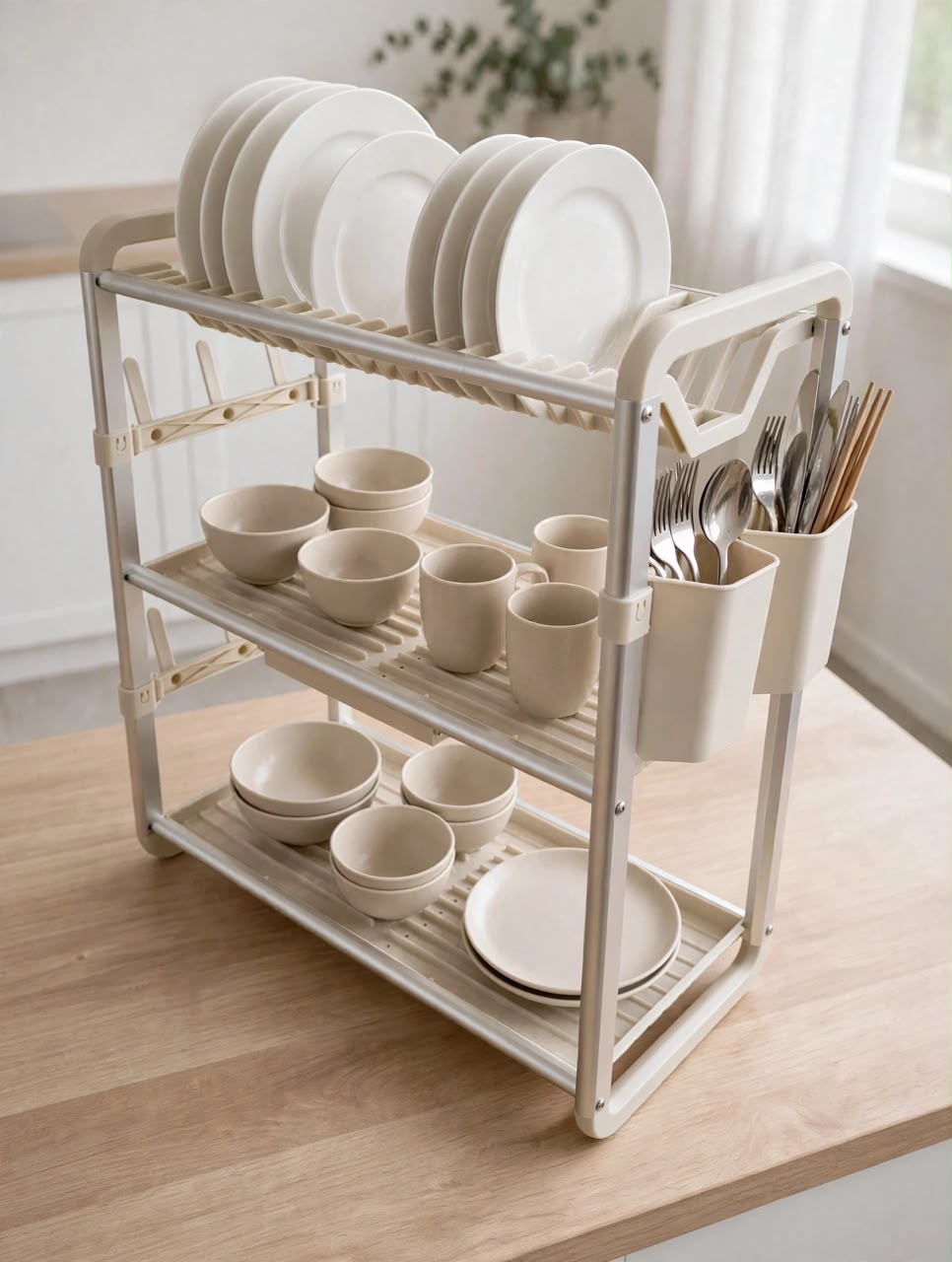 3-Tier Cream Dish Rack