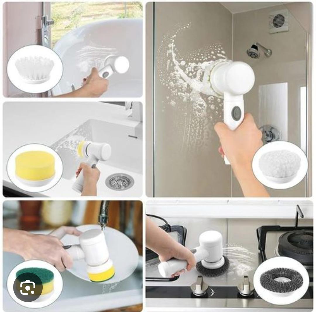 USB Rechargable magic brush with 3 option (brush, sponge & polisher) plus adhesive storage hook