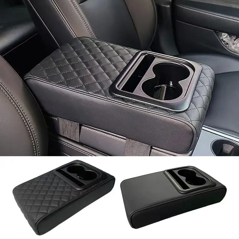 Auto center console armrest cushion with 2 cups holder