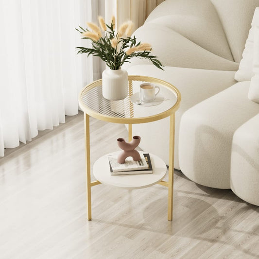 Stone Plate Side Table Living Room Simple Mobile Corner Table Sofa round Glass Mini Side Table Creative Small Coffee Table
