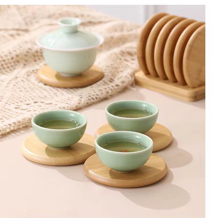 Eco-Friendly Heavy Duty Bamboo Coasters
6pcs bamboo coasters + 1 holder rack
