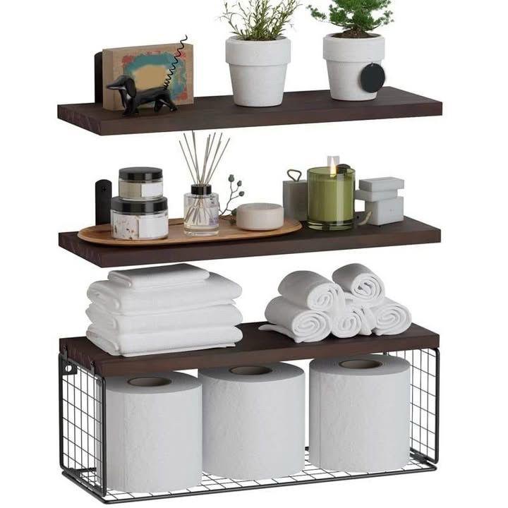 Solid pine wood bathroom floating shelves Size