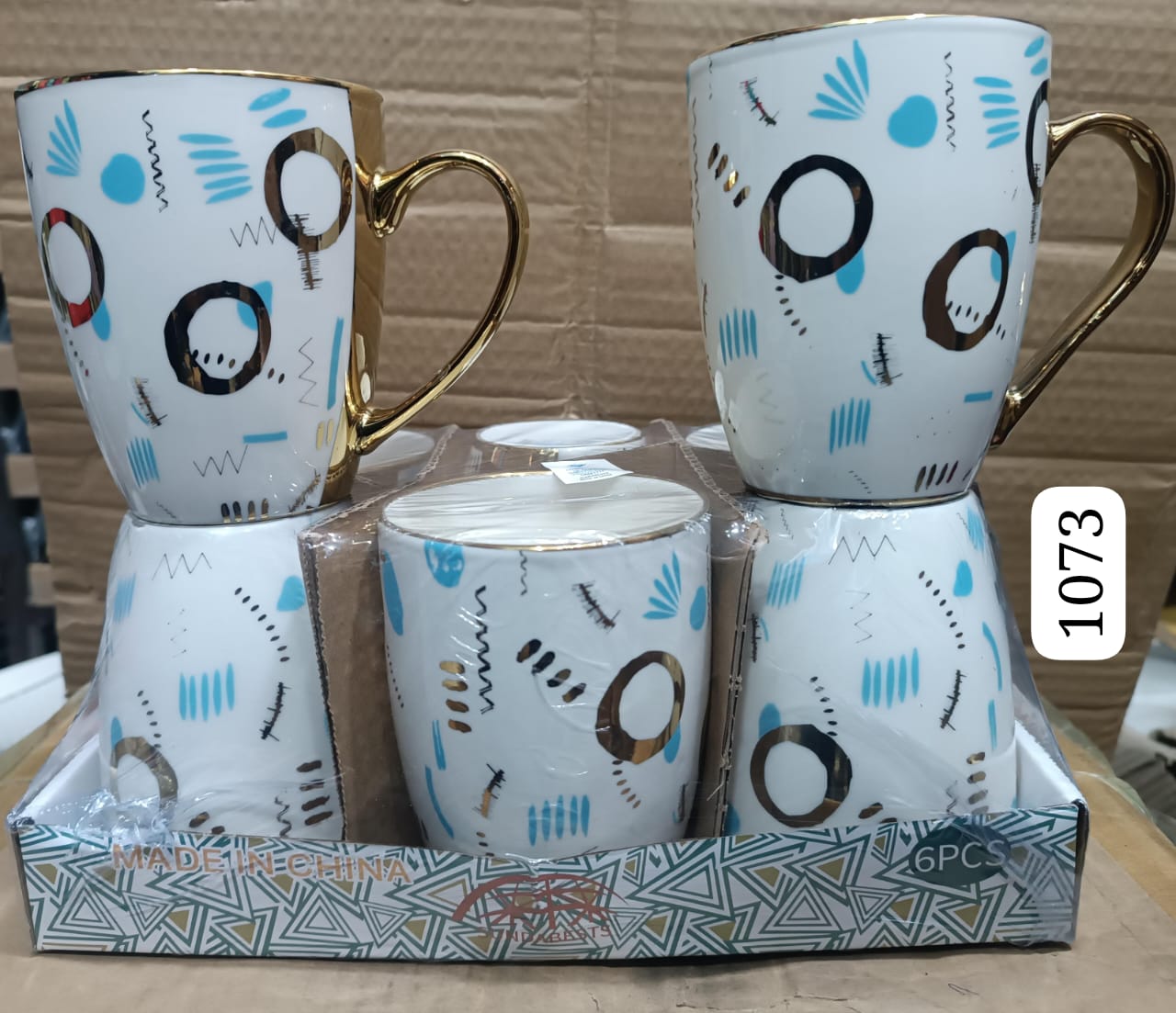 Ceramic golden mug 6pcs set