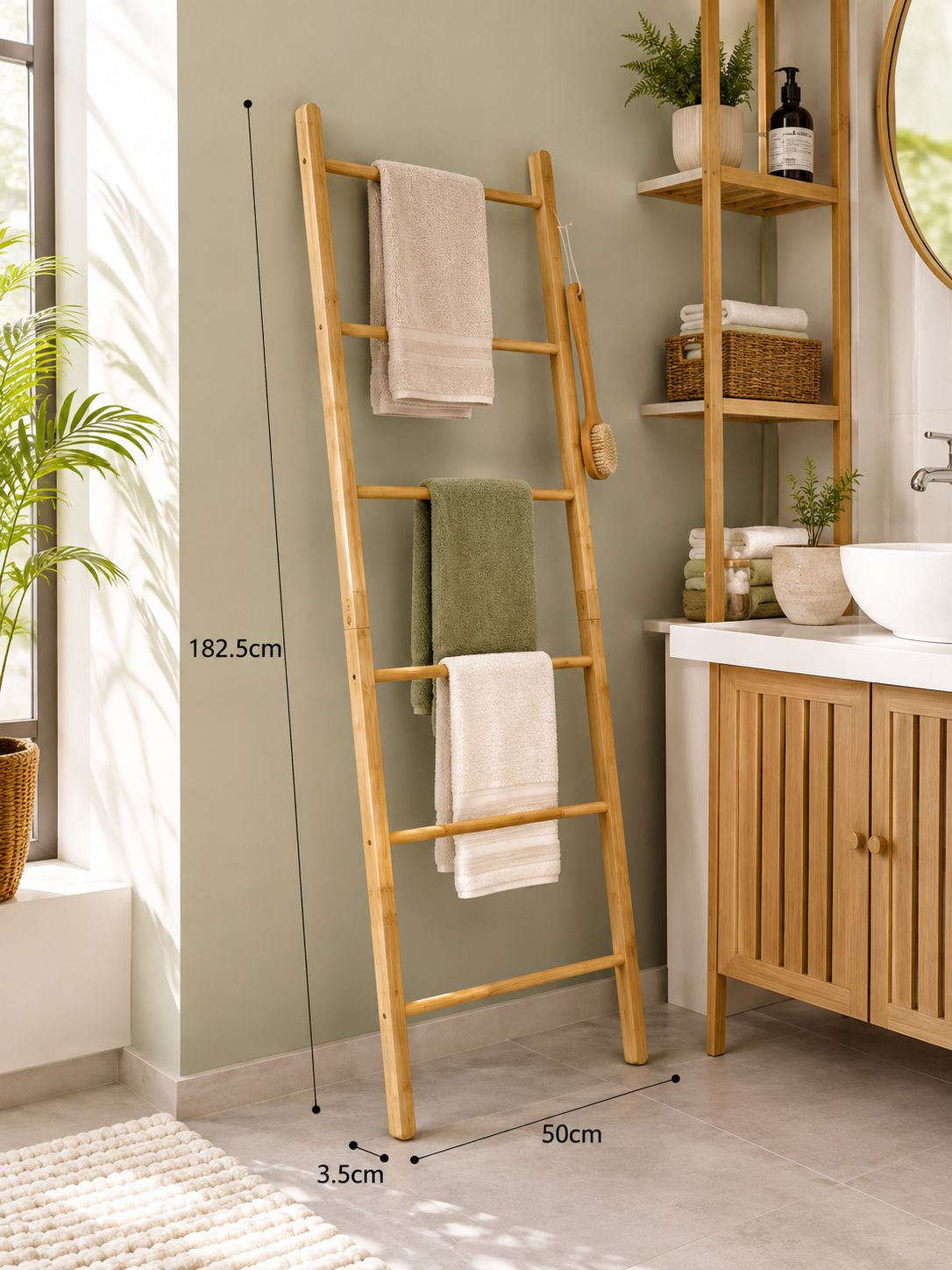 Bamboo Ladder Towel Rack