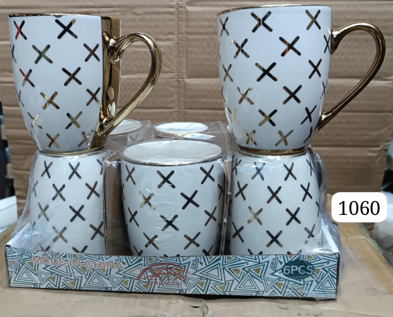Ceramic golden mug 6pcs set