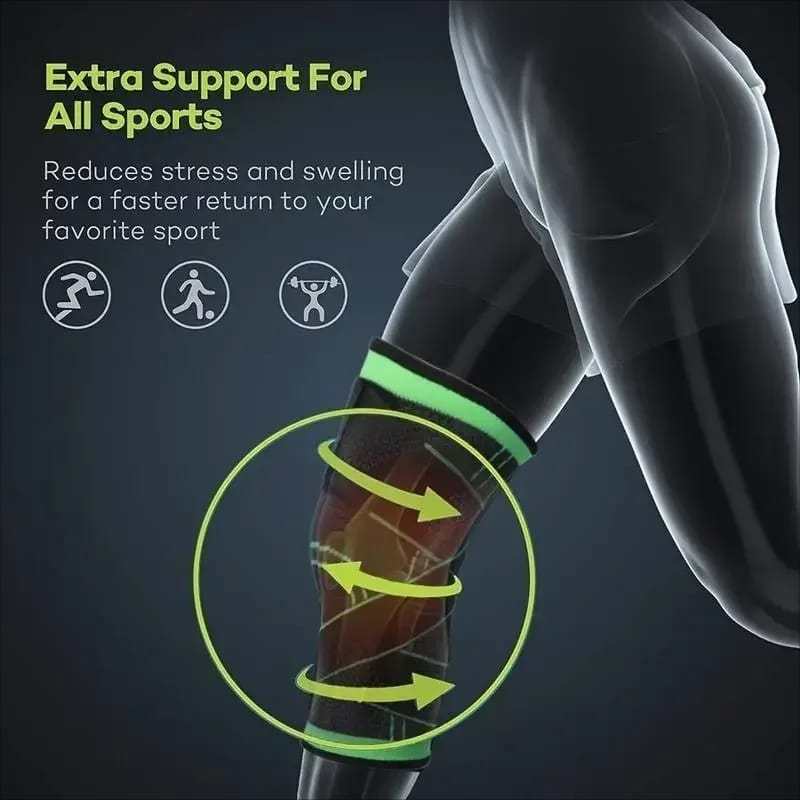 SPORTS COMPRESSION KNEE SUPPORT SLEEVES WITH PRESSURE STRAP