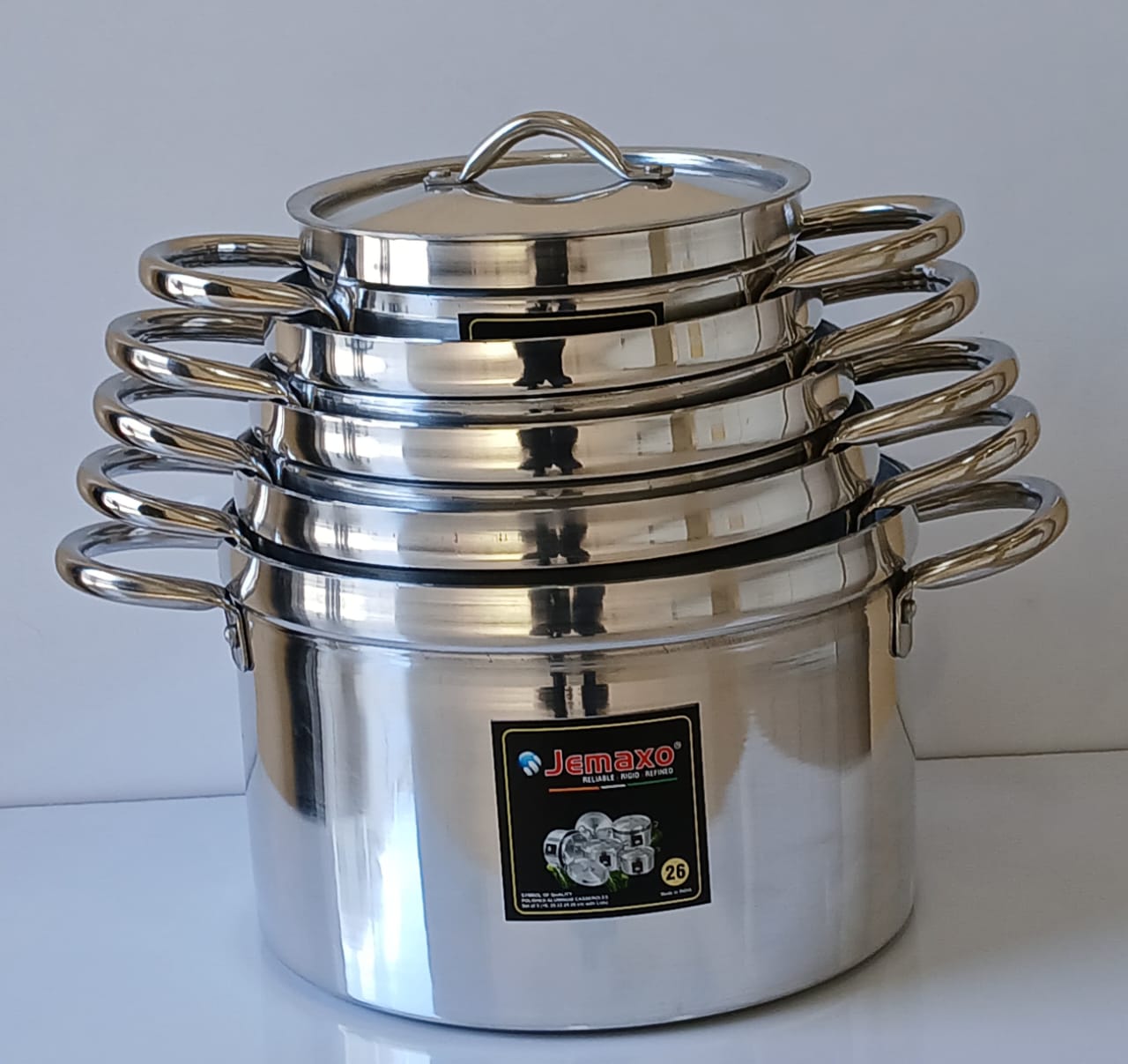 Jemaxo 5pcs with lids aluminium cookware set
