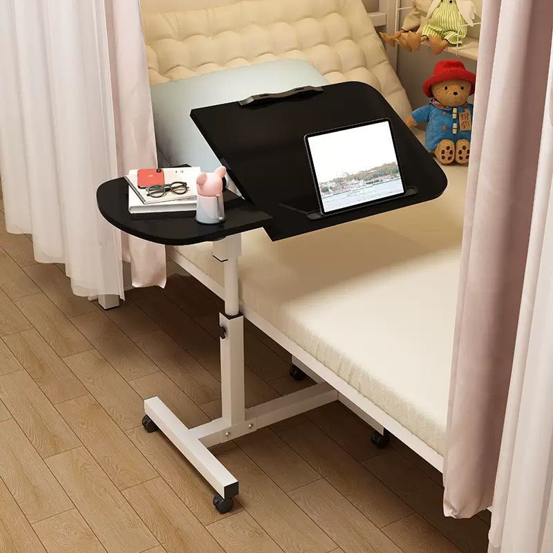 Adjustable Overbed Laptop Table with Wheels Multi-Purpose Rolling Bedside Table