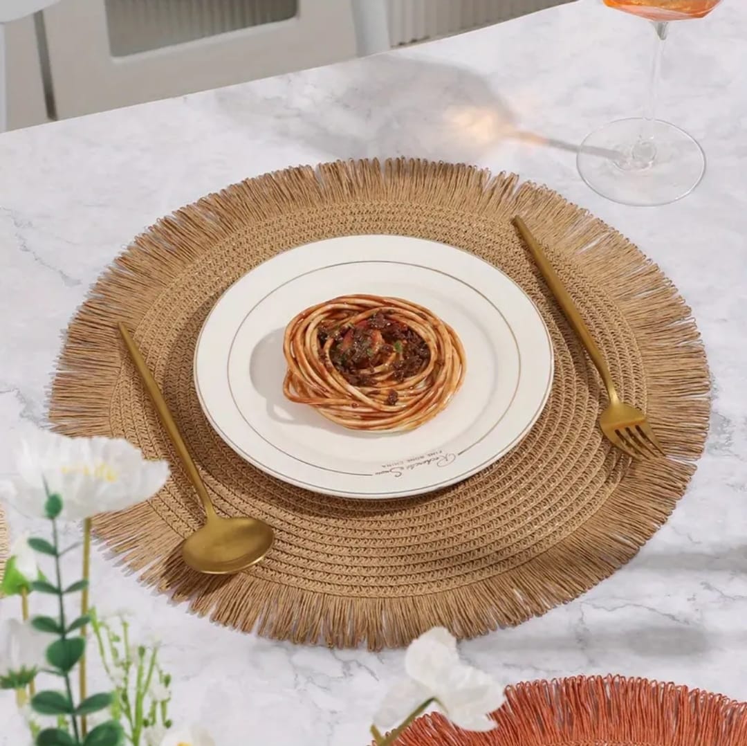 High Quality Round Shimmery Gold Placemats/Tablemats