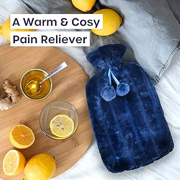 Fluffy fabric covered 2 litre hot water bottle bag