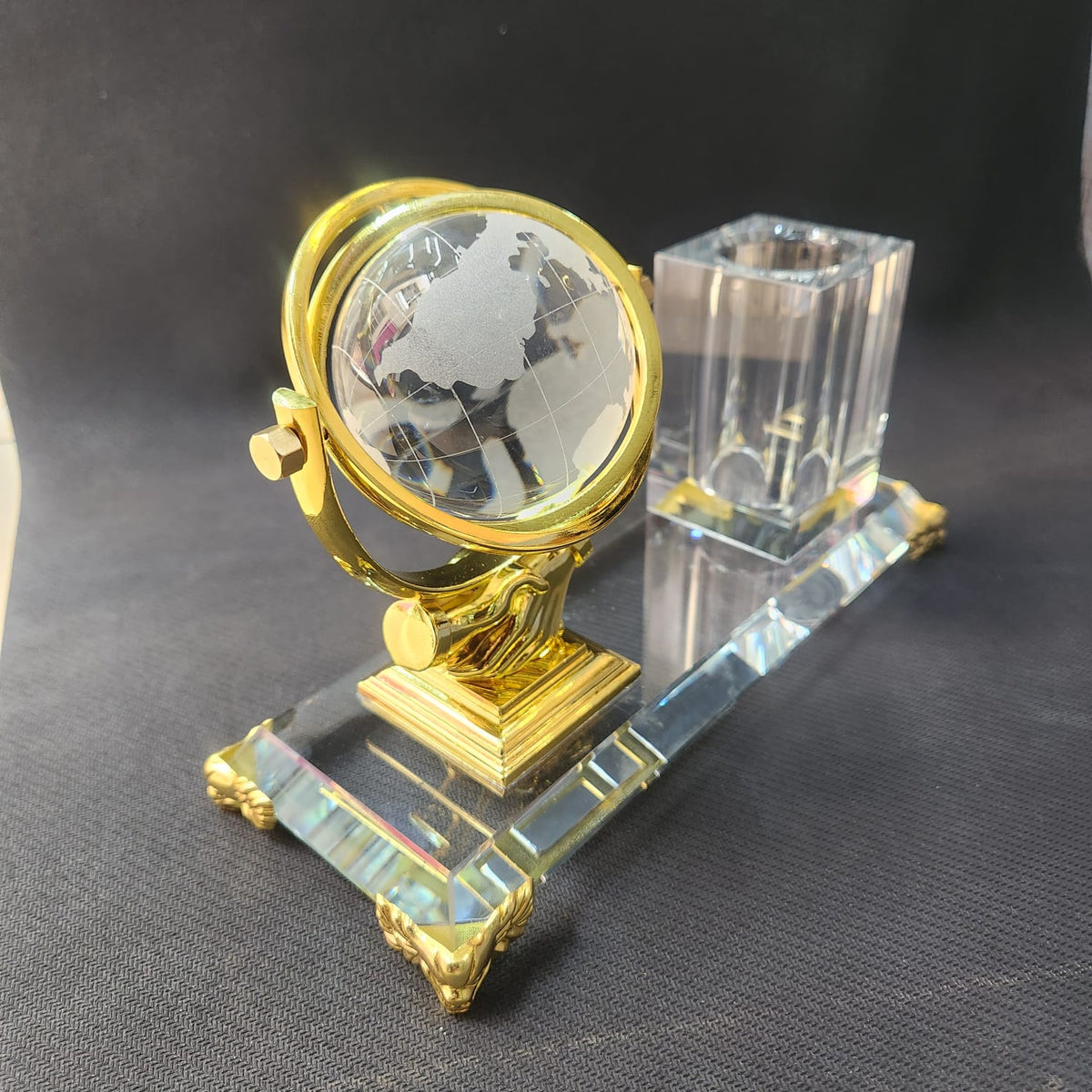 Luxury crystal and gold-accented desk organizer