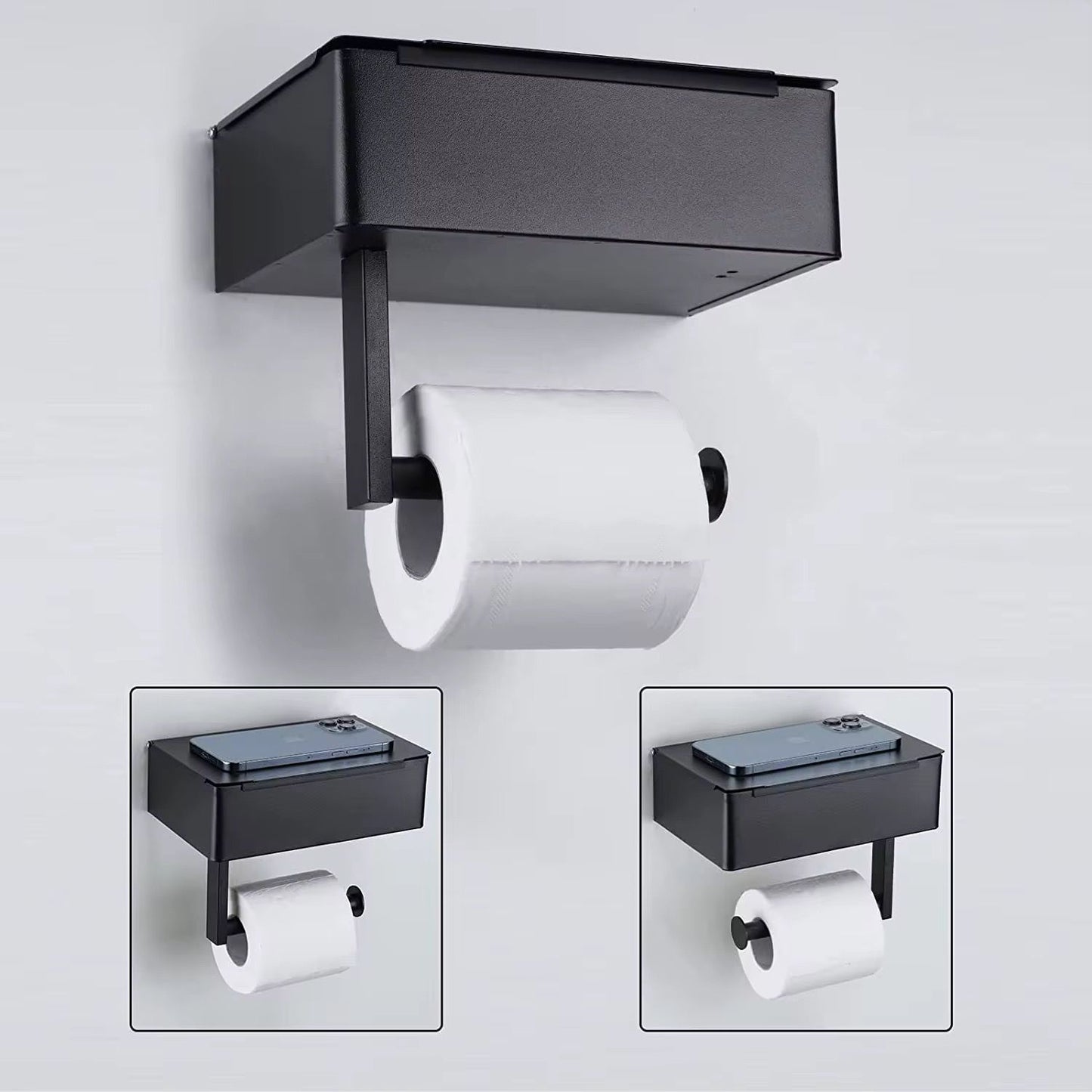 Stainless steel roll paper rack/ Tissue holder/ Toilet paper holder with storage box