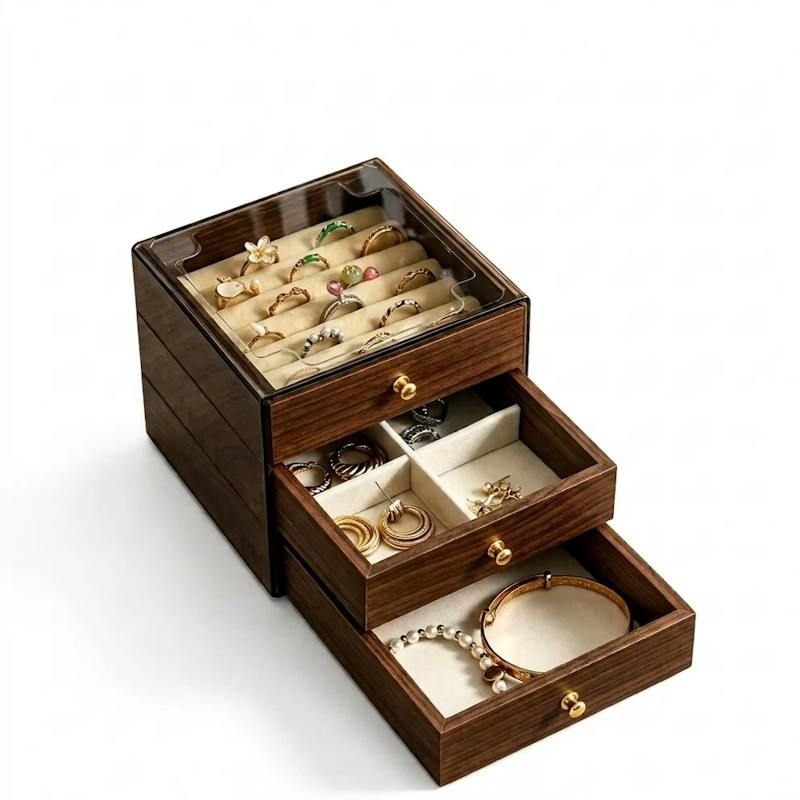 Elegant 3-Tier Wooden Jewellery Storage Box