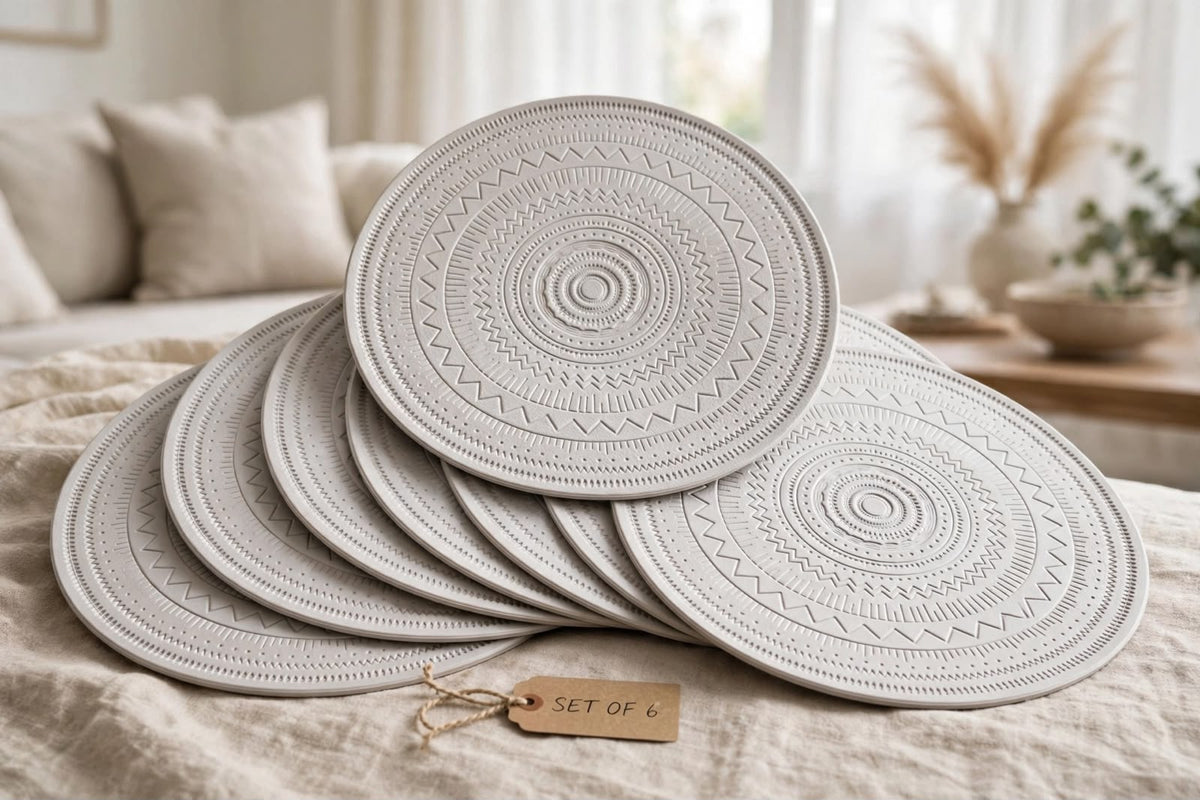 Embossed back PU leather Round