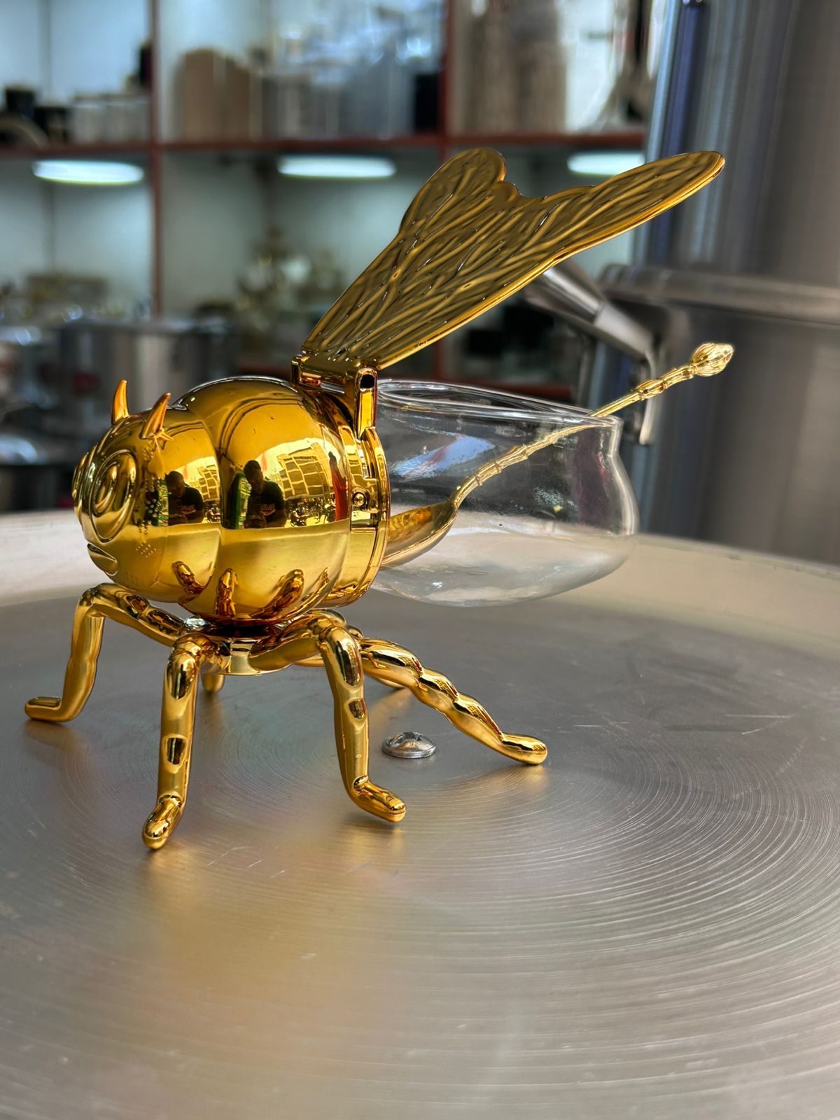 Elegant Golden Bee Honey Jar
