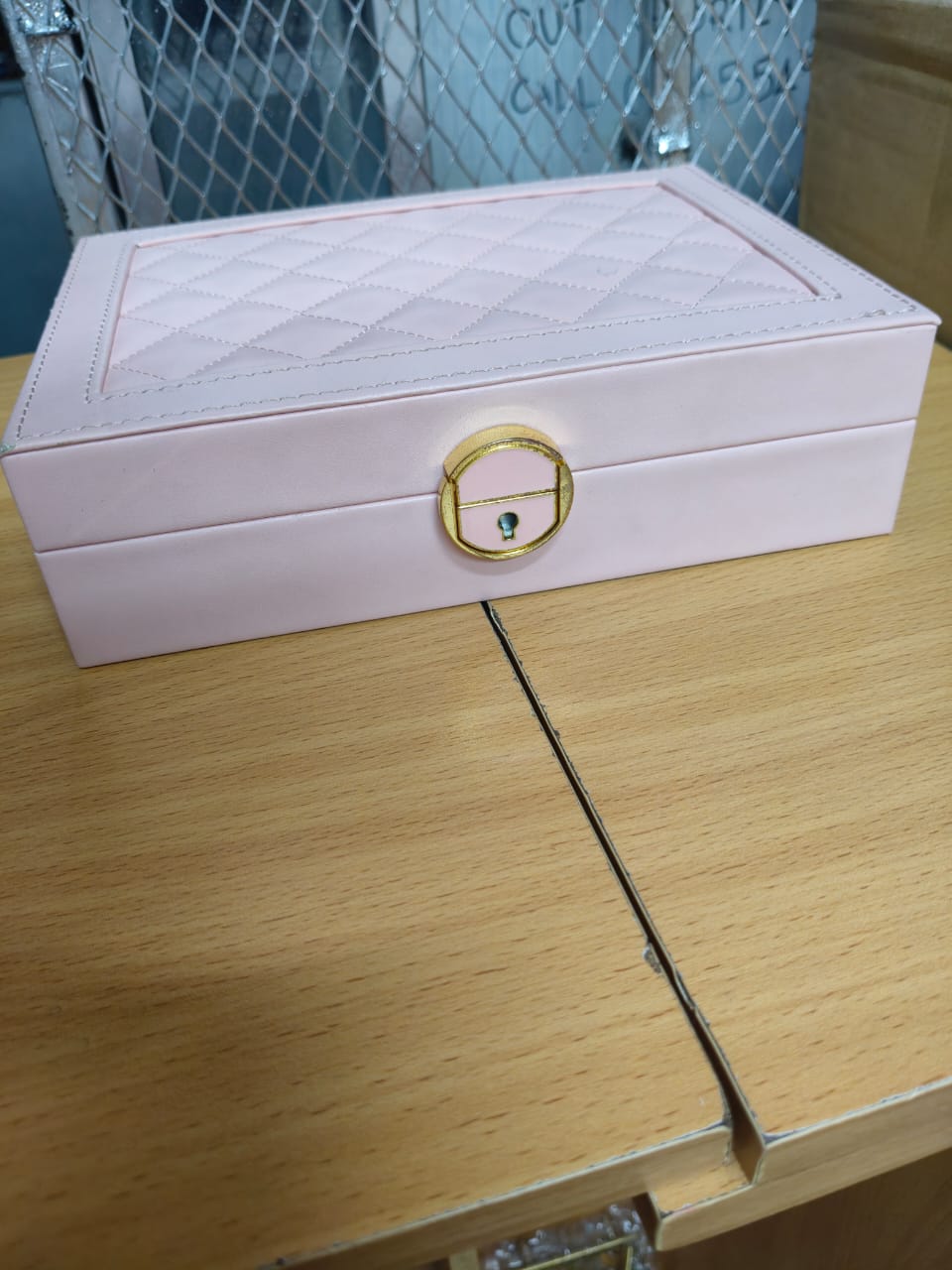 Elegant Pink Leather Jewelry Organizer Box Multi-Compartment Display Case