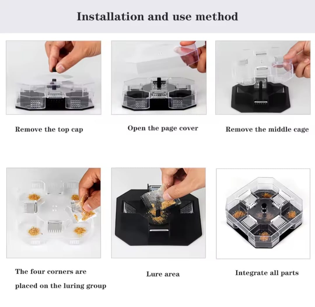 Chemical free cockroach trap, bait station.