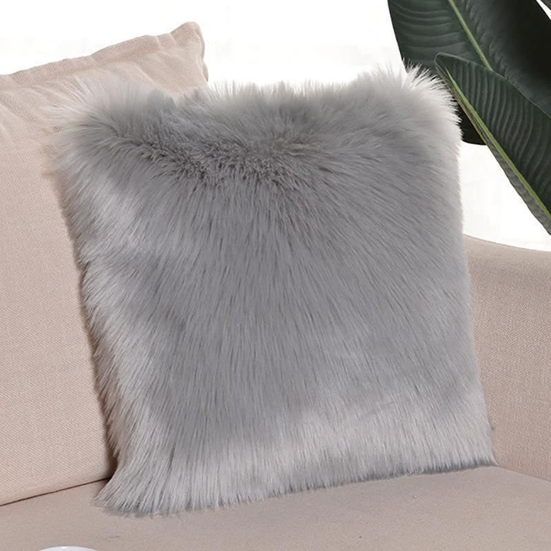 Simple Imitation Wool Plush Cushion Pillow Cover